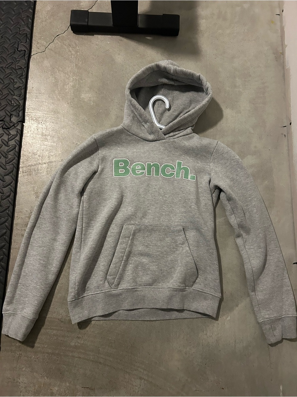 Kids Bench Gray Hoodie Sweatshirt with Green Logo